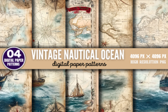 Vintage Nautical Ocean Digital Paper Background PNG Product Image 1