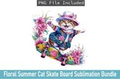 Floral Summer Cat Skate Board Sublimation Bundle Product Image 6