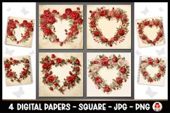 4 Vintage Textured Digital Papers I Valentine Junk Journal Product Image 1