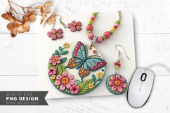 Butterfly Blossom Jewelry Set Mouse Pad PNG Design Product Image 1