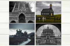 Oil paint Gothic castle | Skinny tumbler Sublimation Designs Product Image 4