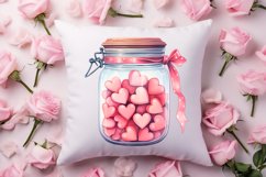 Retro Valentine Watercolor Clipart, Pink Valentine Product Image 4