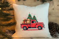 Red Christmas Truck Sublimation Clipart, Christmas PNG Product Image 4
