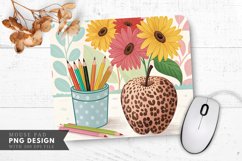 Leopard Apple And Sunflowers Mouse Pad PNG Design Product Image 1