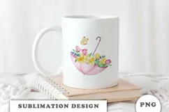 Watercolor Spring flowers umbrella png Product Image 4