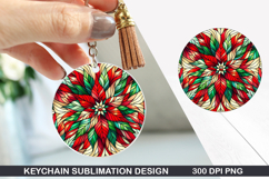 Flower Keychain Sublimation - Winter Keychain PNG Design Product Image 1