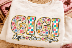 Glitter Nana Gigi Mimi Floral PNG Bundle nana png, gigi png Product Image 4