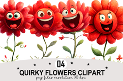 Quirky Flowers Clipart Watercolor PNG Product Image 1