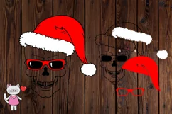 Skull Santa hat with glasses svg, christmas shirt man svg Product Image 5