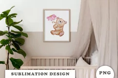 Watercolor Valentine's Day Teddy Bear PNG Product Image 4