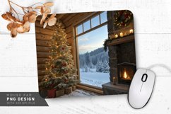Rustic Christmas Cabin with Snowy Mouse Pad PNG Design Product Image 1