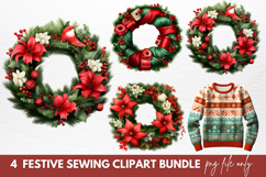 Festive Christmas Sewing Clipart Sublimation Product Image 1