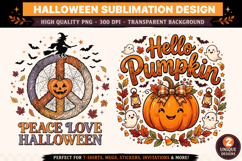 Fall And Halloween sublimation Design,peace love halloween Product Image 1