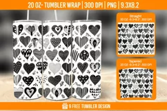 3d Cute Heart Tumbler Wrap Designs, Sublimation Wrap Product Image 1
