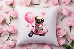 Cute Pug Puppy Valentine Clipart, Valentines Clipart Product Image 4