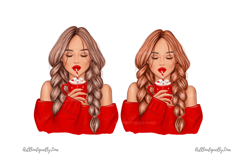 Girl with cocoa clipart, Winter drinks Product Image 3