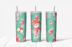 Christmas cute snowman Skinny tumbler wrap design Product Image 2
