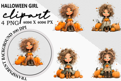 Halloween girl clipart Watercolor PNG Product Image 1