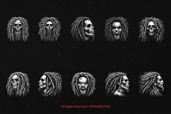10 Bundle Dark Art Marley Skull Rasta Bob Dreadlocks Hair Product Image 6