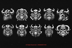 10 Bundle Dark Art Viking Skull Head Warrior Axe Vintage Product Image 6