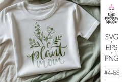Plant Mom handwriting lettering with flower and herb SVG PNG Product Image 1