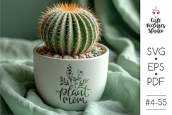 Plant Mom handwriting lettering with flower and herb SVG PNG Product Image 2