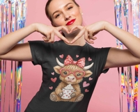 Funny Valentine Highland Cow PNG Valentine Coquette Design Product Image 2