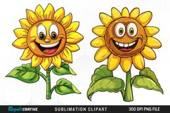 Watercolor Smiling Sunflower Clipart Bundle Product Image 4