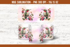 Watercolor Hummingbird Mug Sublimation Design Coffee Wrap Product Image 2
