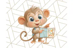 Zoo Monkeys Clipart, Cute Cartoon Jungle Monkeys PNG Product Image 4
