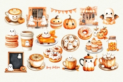 Cute Ghost Cafe Watercolor Clipart Product Image 4