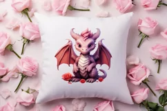 Watercolor Valentine's Day Dragon Clipart, Dragon Watercolor Product Image 4