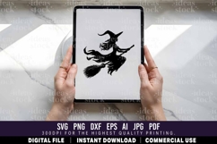 Flying Witch Silhouette SVG. Halloween Witch SVG. Product Image 4