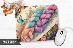 Butterfly And Floral Hand Dyed Yarn Mouse Pad PNG Design Product Image 1