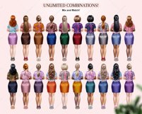 Woman in Floral Blouses Clipart PNG Product Image 4