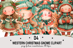 Whimsical Western Christmas Gnome Clipart Watercolor PNG Product Image 1