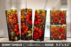 Stained Glass Halloween Flowers Tumbler| 20oz Skinny Tumbler Product Image 1