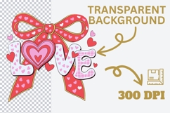 Valentine LOVE Bow Sublimation PNG Product Image 3