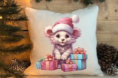 Cute Pink Christmas Animals Clipart Sublimation Product Image 4