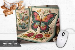 Butterfly And Floral Quilts Mouse Pad PNG Design Product Image 1