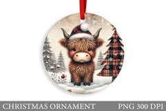 Highland Cow Christmas Ornament. Christmas Ornament Design Product Image 1