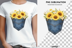Denim pocket sunflowers png design for T-shirts Product Image 4