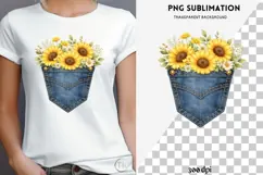 Denim pocket sunflowers png design for T-shirts Product Image 4