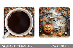 Cute Ghost Coaster Design. Halloween Coaster Sublimation Product Image 1