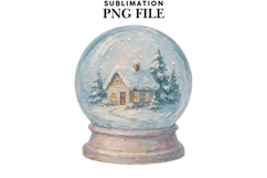 Oil painted snow globe png design for T-shirts Product Image 1