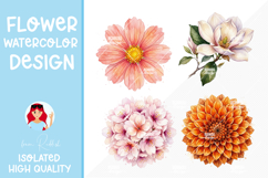 4 Watercolor Flower Heads Product Image 1
