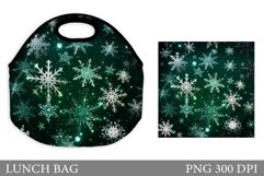 Snowflakes Lunch Bag. Winter Lunch Bag Sublimation Product Image 1