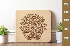 Basket with flowers SVG, Wildflowers, Laser Engraving files Product Image 4