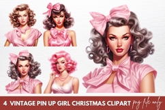 Vintage Pin Up Girl Christmas Clipart Product Image 1