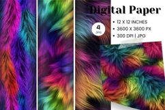 Rainbow Fur Background Animal Skin Digital Paper Wallpaper_7 Product Image 1
